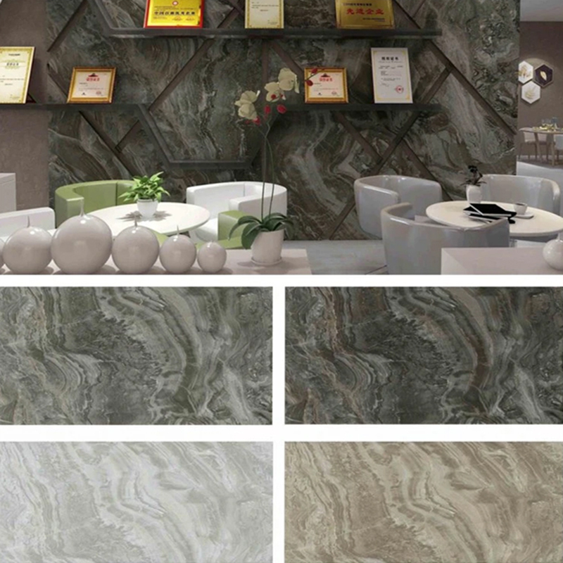 Tấm đá cẩm thạch PVC phủ UV 1220 × 2800mm cho đồ nội thất và tủ Trang trí nhẹ và bền Tấm tường nhựa nhiều lớp