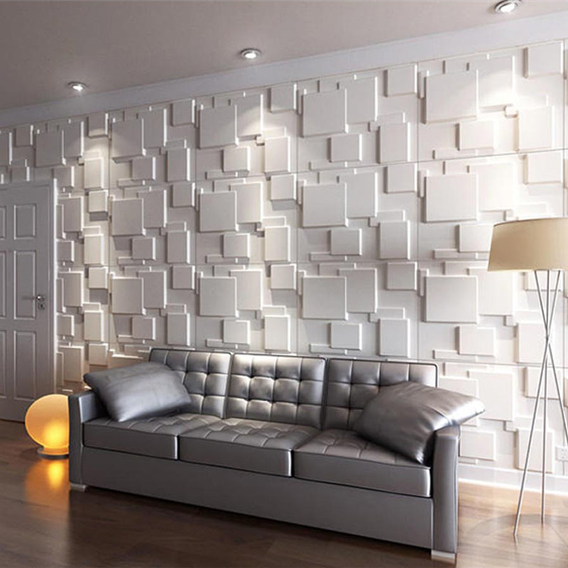 Tấm ốp tường 3d Pared Giấy dán tường phủ để trang trí nhà Bảng điều khiển trong nhà De Pvc Biệt thự hình học hiện đại