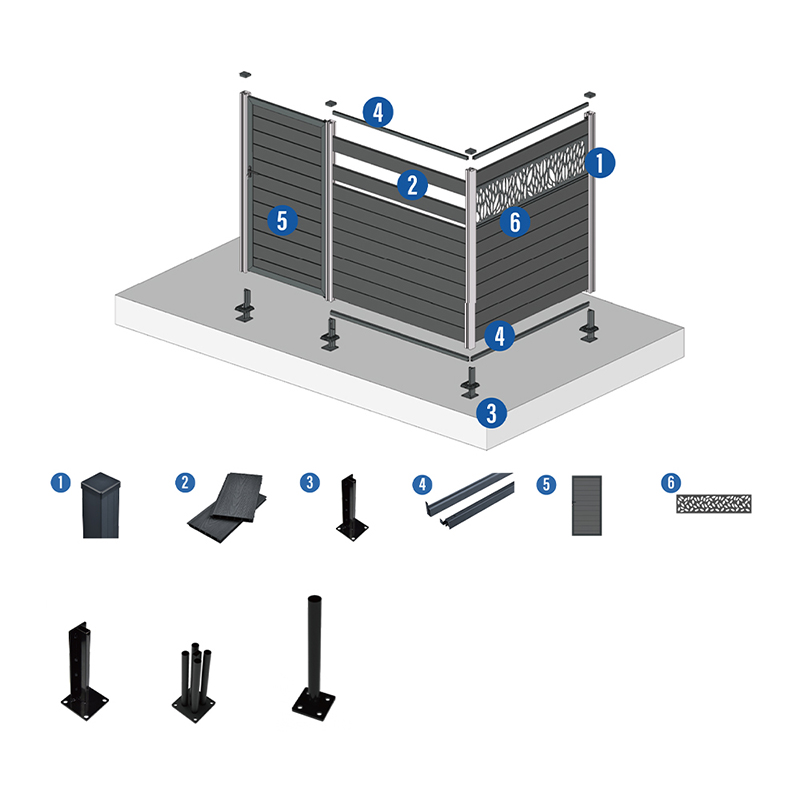 Hàng rào WPC bằng gỗ nhựa tổng hợp Tấm hàng rào sân trong vườn nhà tốt hơn so với hàng rào nhựa vinyl Pvc Ban bảo mật ngoài trời chống nước Hdpe