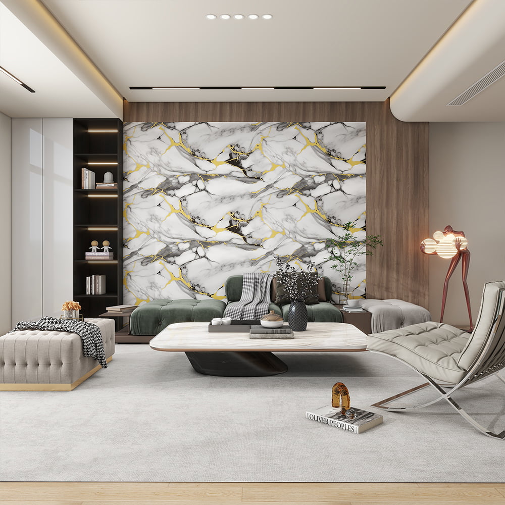 Hiện đại Cao Bóng Đá Cẩm Thạch Giấy Dán Tường Cuộn PVC Tự Dính Chống Thấm Nước Nội Thất Trang Trí Nhà Cửa Đá Cẩm Thạch Tấm Miếng Dán