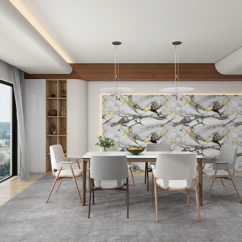 Hiện đại Cao Bóng Đá Cẩm Thạch Giấy Dán Tường Cuộn PVC Tự Dính Chống Thấm Nước Nội Thất Trang Trí Nhà Cửa Đá Cẩm Thạch Tấm Miếng Dán